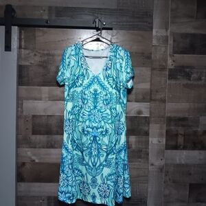 Elegant Blue Floral Dress